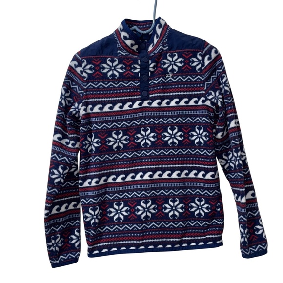 Boy's Youth Vineyard Vines 1/4 Snap Fleece Long Sleeve Sweater Pullover Sz XL - Picture 1 of 6